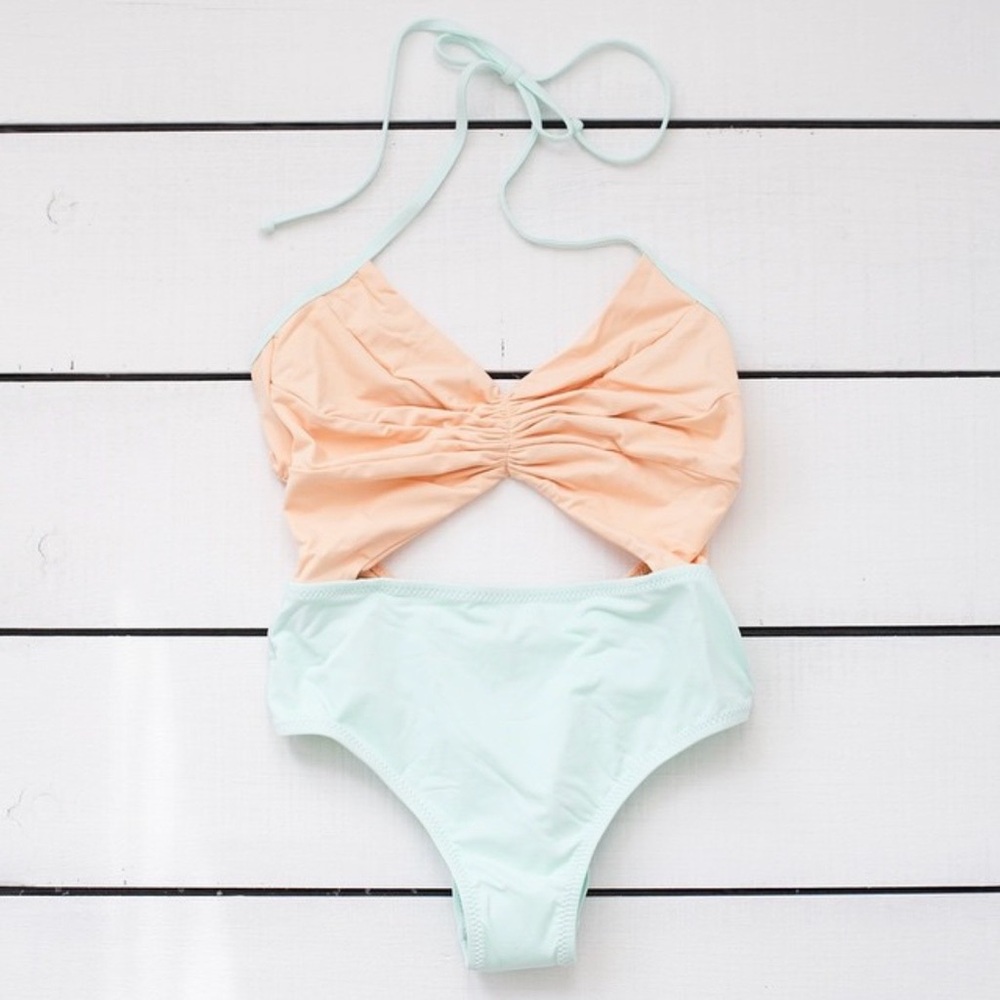 Peach and Mint Women Swim One Piece
